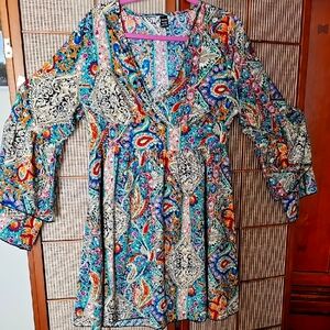 SHEIN Multicolor Parsley Long And Wide Sleeve Sundress